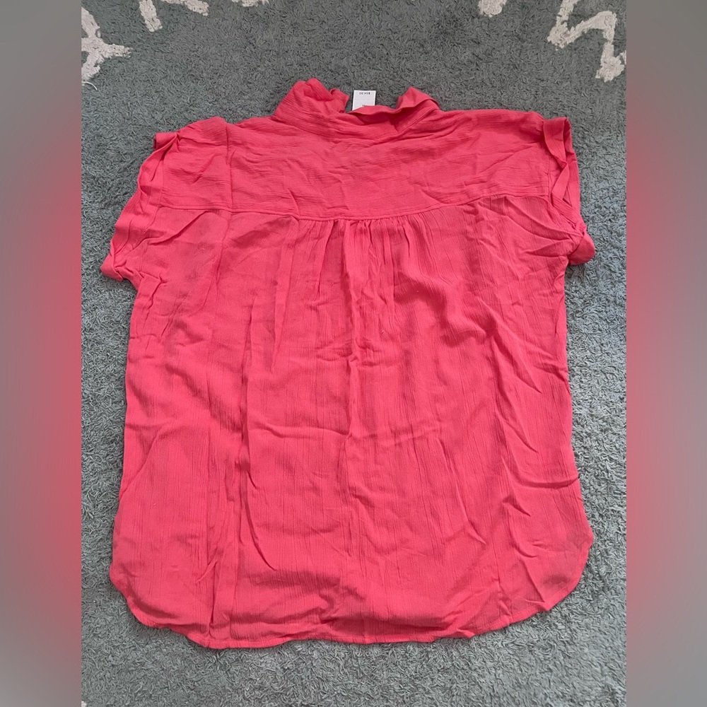 LOFT color coral Short Sleeve Polo Button Down Shirt - Picture 2 of 3